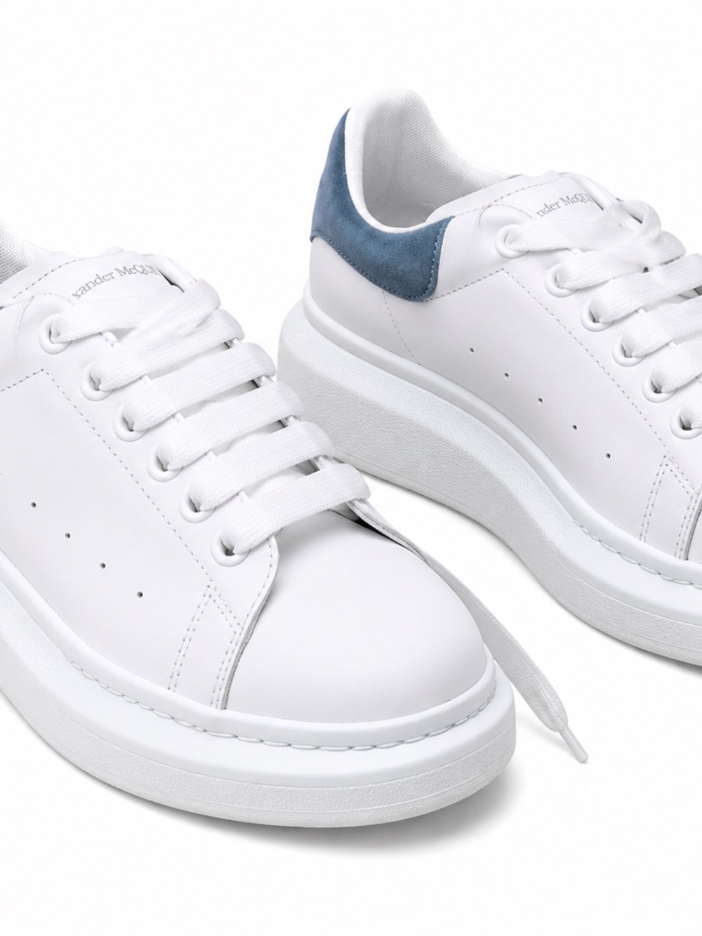 Alexander McQueen White Sneakers with Blue Heel Tab